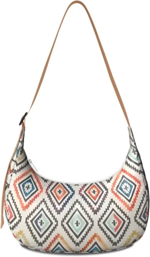 Bohemian Vintage Sling Crossbody Bag for Women Crescent Bag with Adjustable Strap Waterproof Nylon Shoulder Bag for Daily