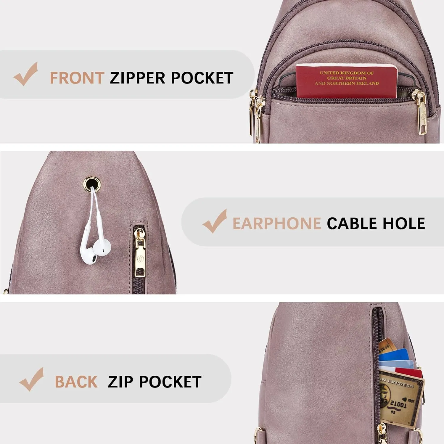 BOSTANTEN Small Sling Bag for Women Leather Crossbody Bags Fanny Pack Chest Bag for Travel