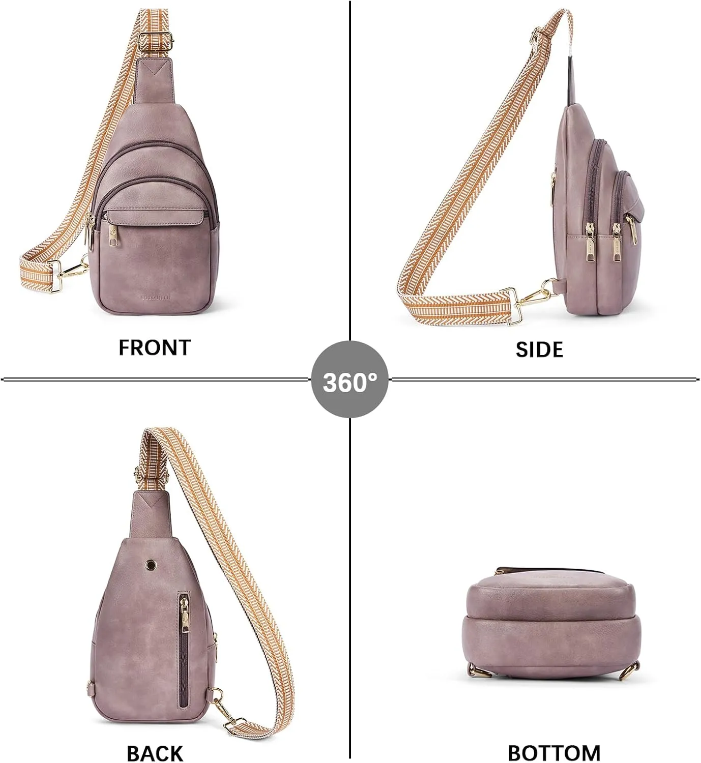 BOSTANTEN Small Sling Bag for Women Leather Crossbody Bags Fanny Pack Chest Bag for Travel