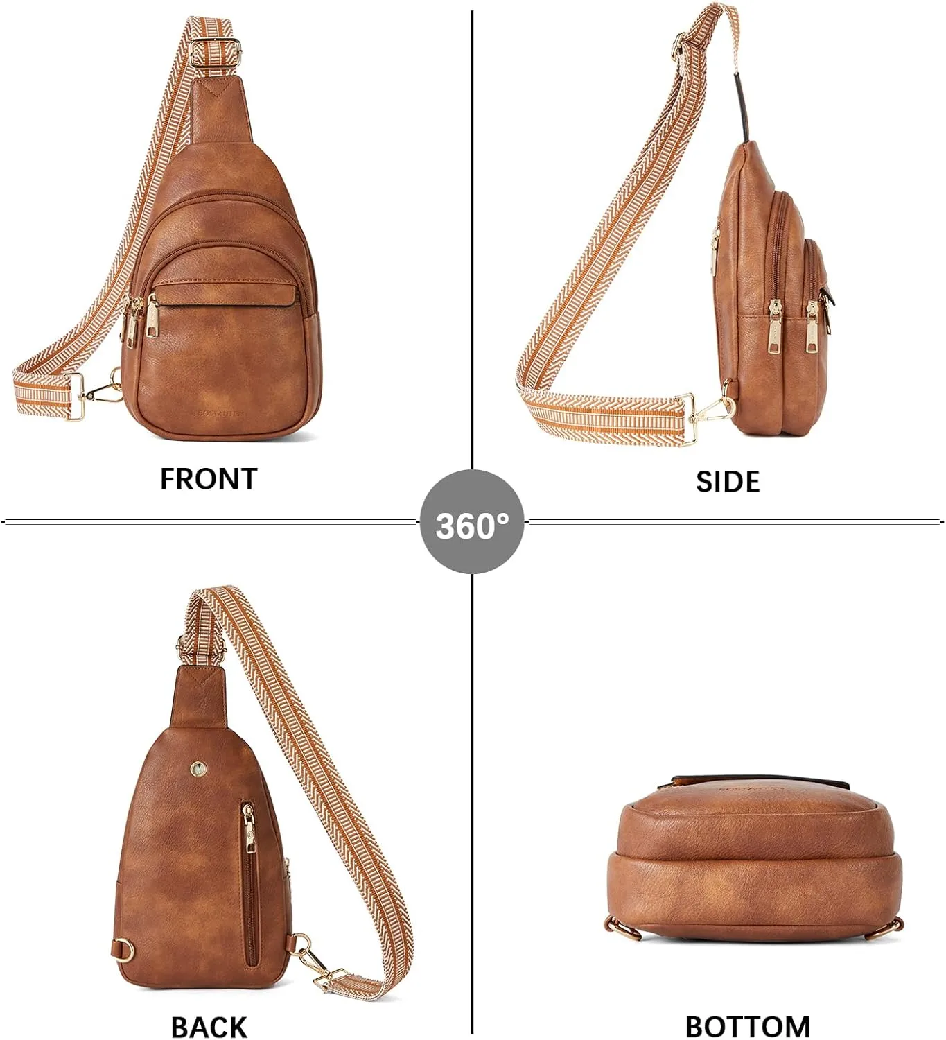 BOSTANTEN Small Sling Bag for Women Leather Crossbody Bags Fanny Pack Chest Bag for Travel