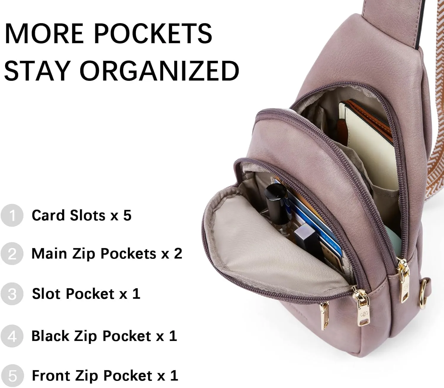 BOSTANTEN Small Sling Bag for Women Leather Crossbody Bags Fanny Pack Chest Bag for Travel