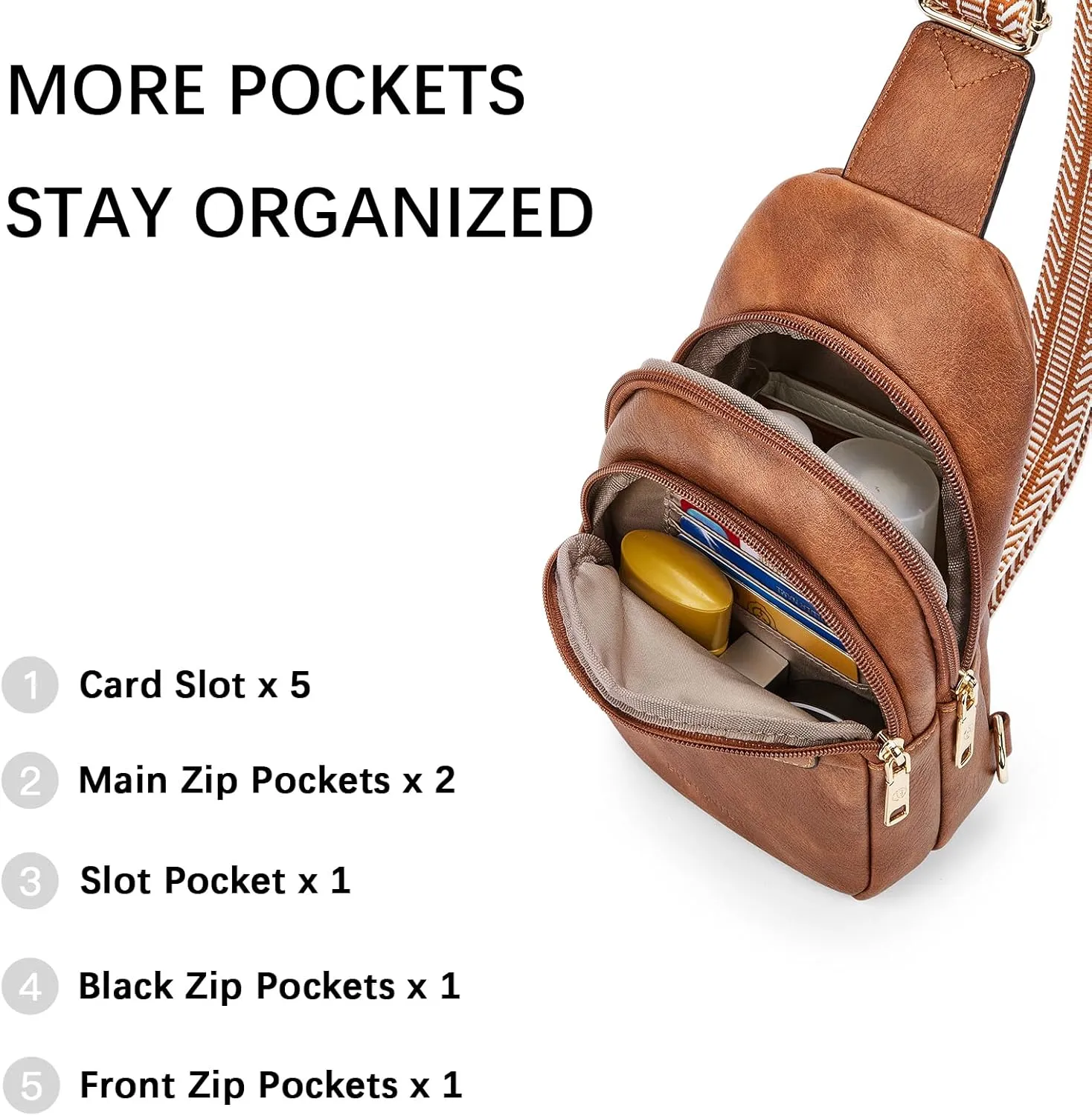 BOSTANTEN Small Sling Bag for Women Leather Crossbody Bags Fanny Pack Chest Bag for Travel