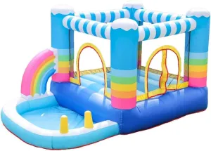 Bouncy Castles, Small Inflatable Trampolines Bouncy House Children Inflatable Trampolines Safe Smooth with Blower Toy Pool