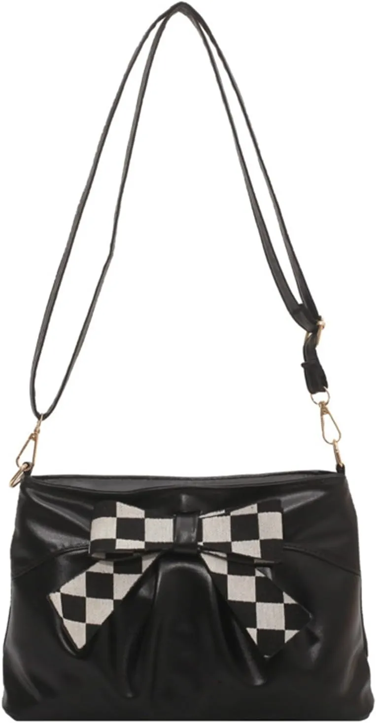 Bow Clutch Evening Handbag Purse for Women Bridal Soft Leather Ruched Crossbody Bags Shoulder Bag
