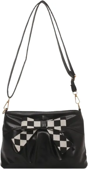 Bow Clutch Evening Handbag Purse for Women Bridal Soft Leather Ruched Crossbody Bags Shoulder Bag