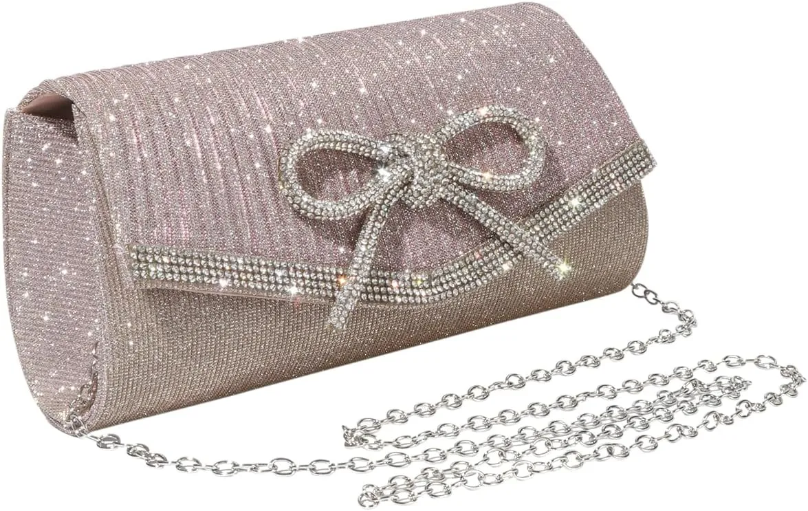 Bow Purse Evening Clutch Purses for Women Formal Wedding Party Prom Envelope Crossbody Bag