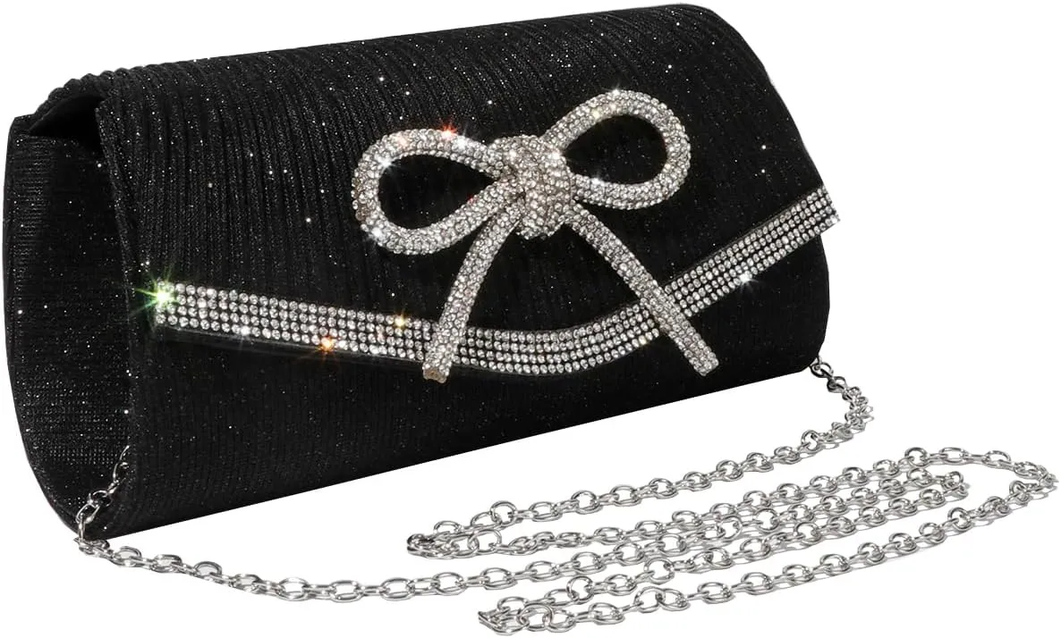 Bow Purse Evening Clutch Purses for Women Formal Wedding Party Prom Envelope Crossbody Bag