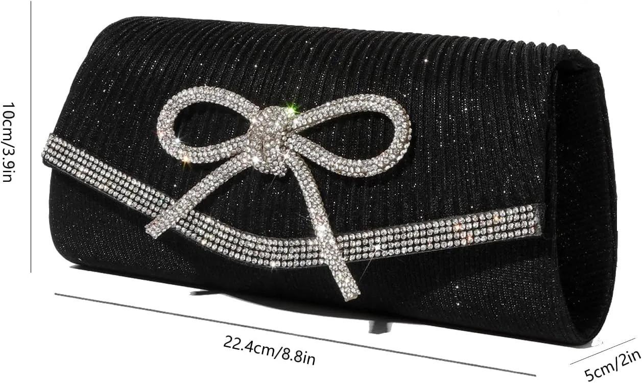 Bow Purse Evening Clutch Purses for Women Formal Wedding Party Prom Envelope Crossbody Bag