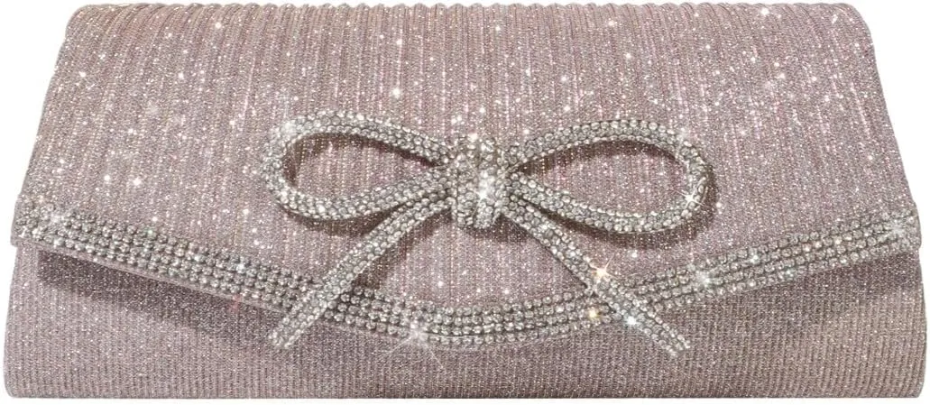 Bow Purse Evening Clutch Purses for Women Formal Wedding Party Prom Envelope Crossbody Bag