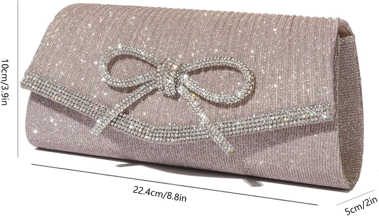 Bow Purse Evening Clutch Purses for Women Formal Wedding Party Prom Envelope Crossbody Bag