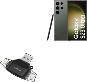 BoxWave Smart Gadget Compatible with Samsung Galaxy S23 Ultra - AllReader SD Card Reader, microSD Card Reader SD Compact USB - Jet Black