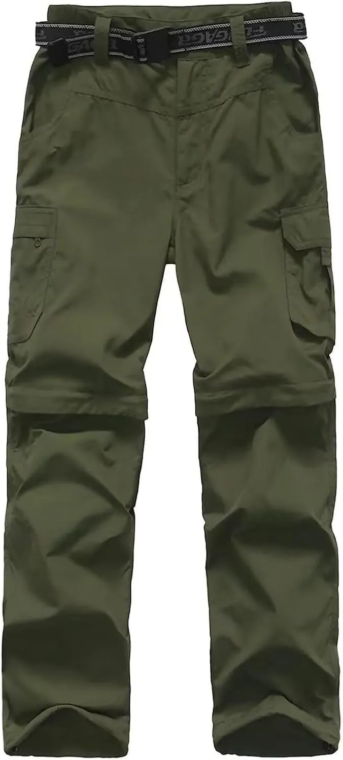 Boy’s Scout Pants Hiking Quick Dry Zip Off Pants Convertible Outdoor Climbing Casual Trouser Kids Youth Cargo Pants