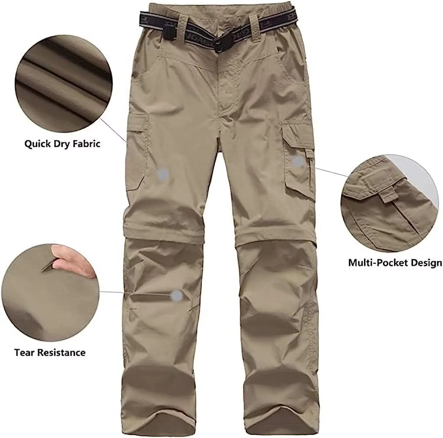 Boy’s Scout Pants Hiking Quick Dry Zip Off Pants Convertible Outdoor Climbing Casual Trouser Kids Youth Cargo Pants