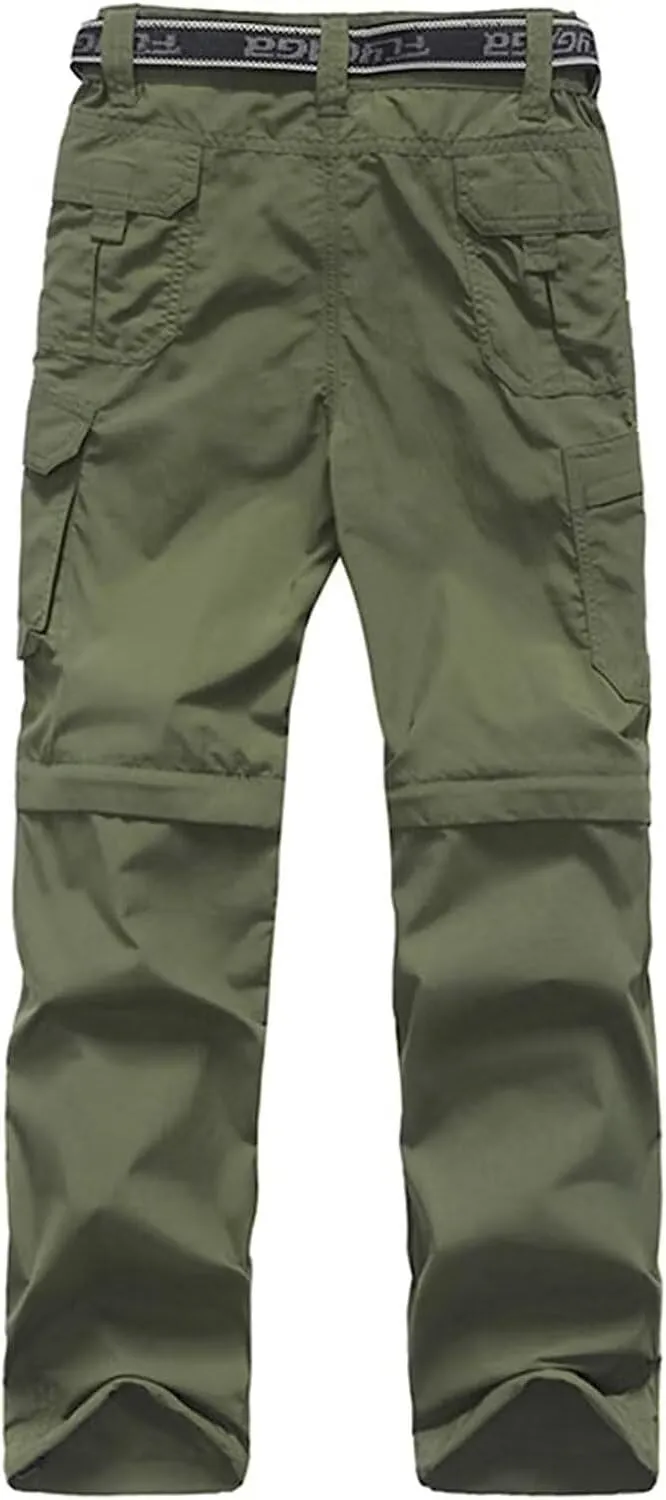 Boy’s Scout Pants Hiking Quick Dry Zip Off Pants Convertible Outdoor Climbing Casual Trouser Kids Youth Cargo Pants