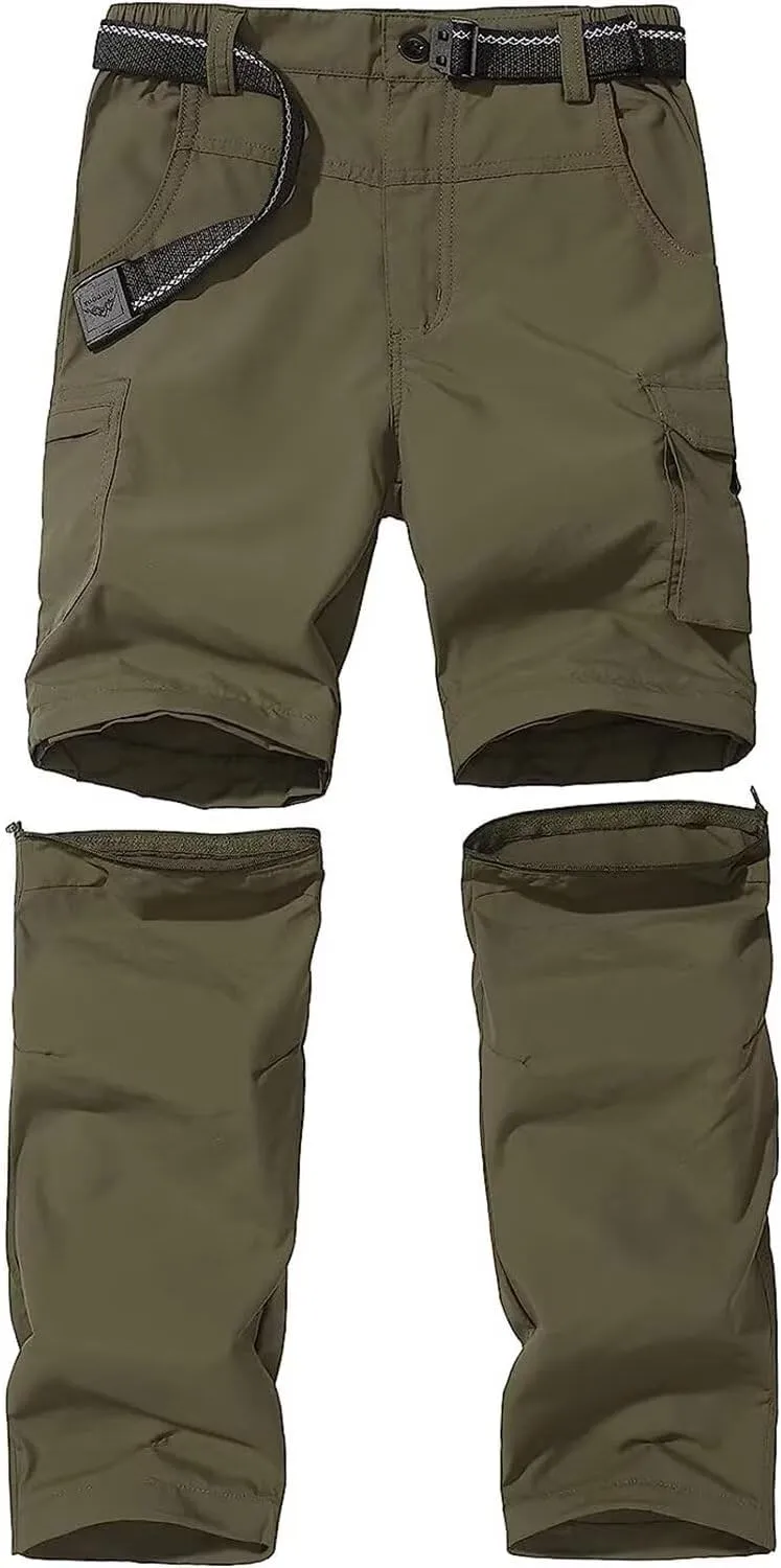 Boy’s Scout Pants Hiking Quick Dry Zip Off Pants Convertible Outdoor Climbing Casual Trouser Kids Youth Cargo Pants