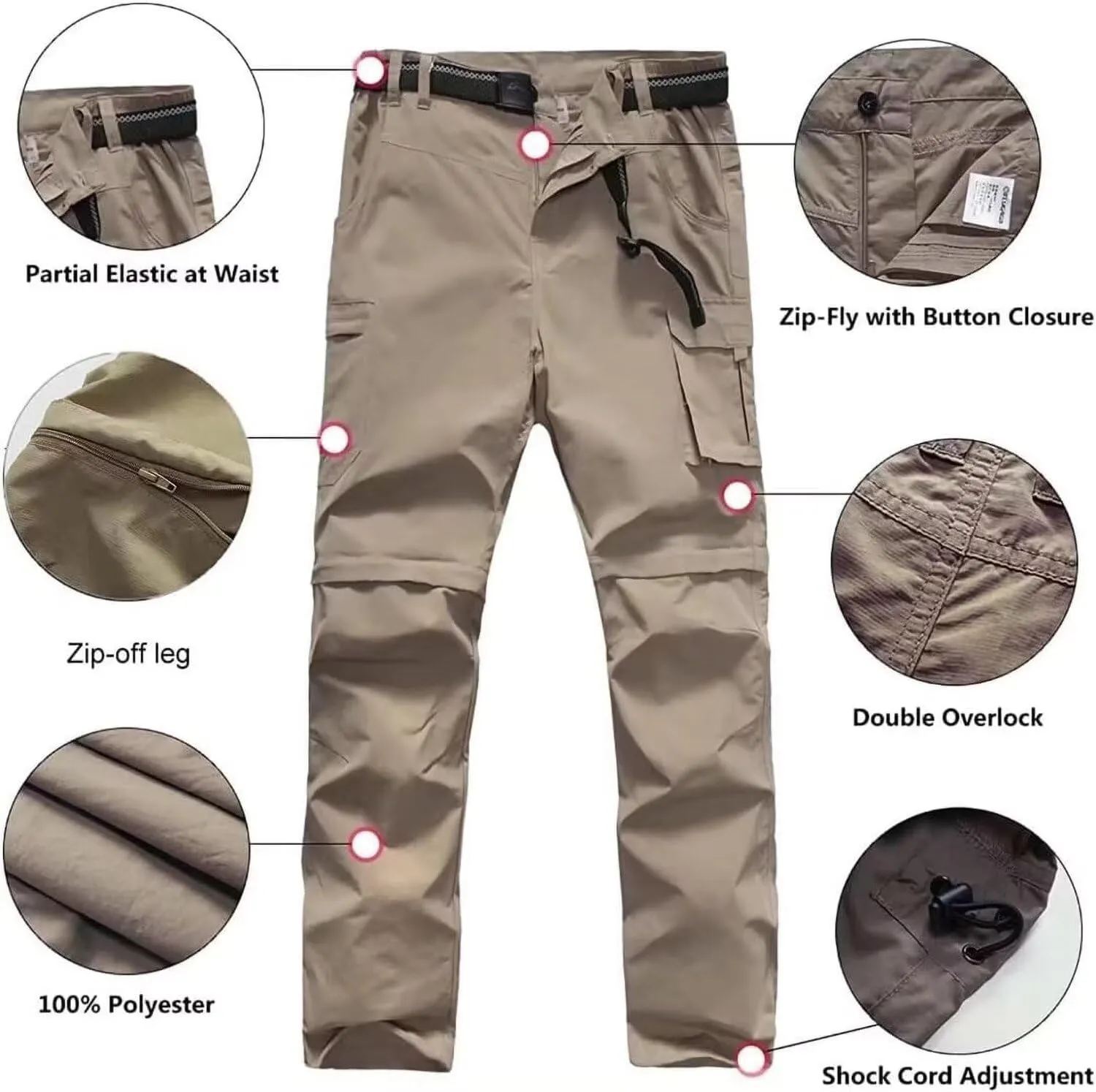 Boy’s Scout Pants Hiking Quick Dry Zip Off Pants Convertible Outdoor Climbing Casual Trouser Kids Youth Cargo Pants