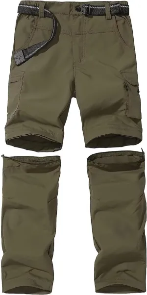 Boy’s Scout Pants Hiking Quick Dry Zip Off Pants Convertible Outdoor Climbing Casual Trouser Kids Youth Cargo Pants