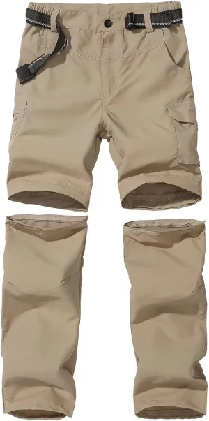 Boy’s Scout Pants Hiking Quick Dry Zip Off Pants Convertible Outdoor Climbing Casual Trouser Kids Youth Cargo Pants