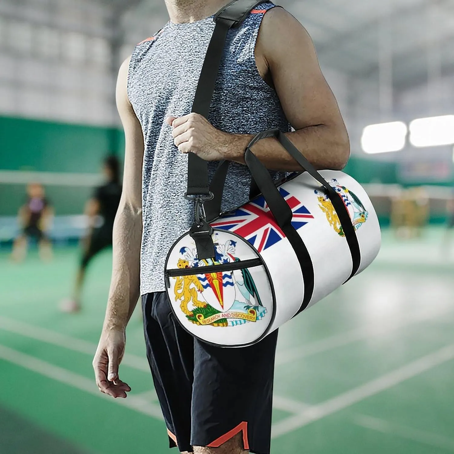 British Antarctic Territory Flag Large Gym Duffel Bag with Wet Pocket for Men Women Travel Workout