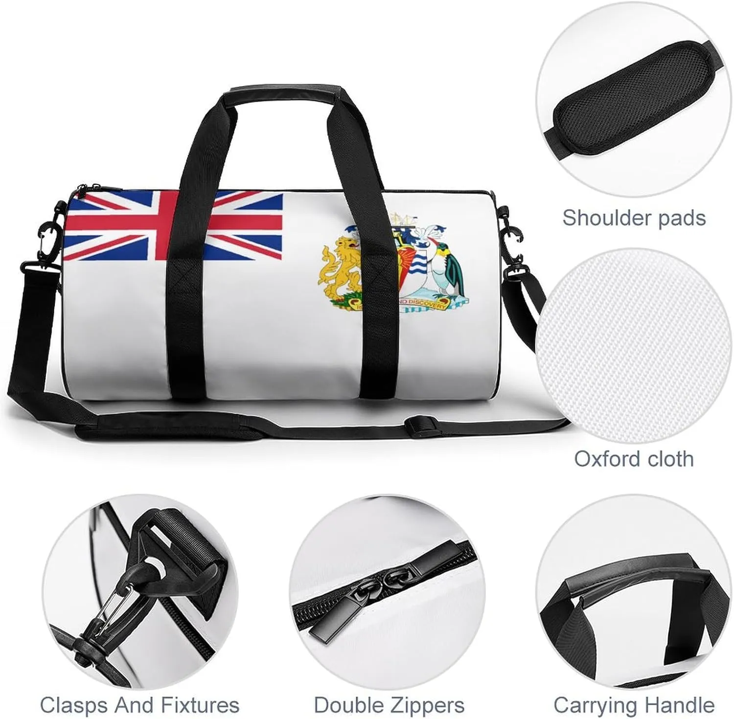 British Antarctic Territory Flag Large Gym Duffel Bag with Wet Pocket for Men Women Travel Workout