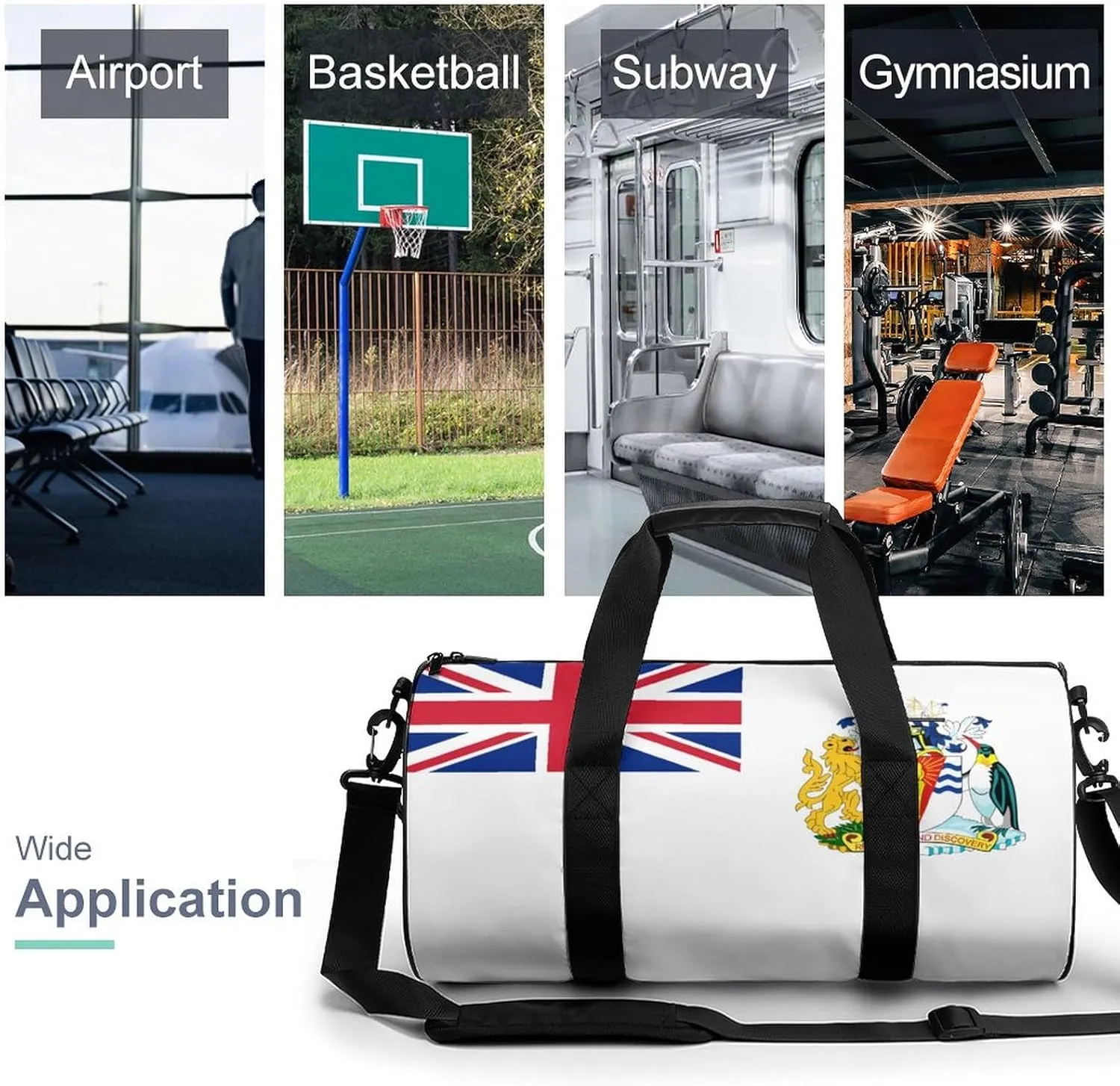 British Antarctic Territory Flag Large Gym Duffel Bag with Wet Pocket for Men Women Travel Workout
