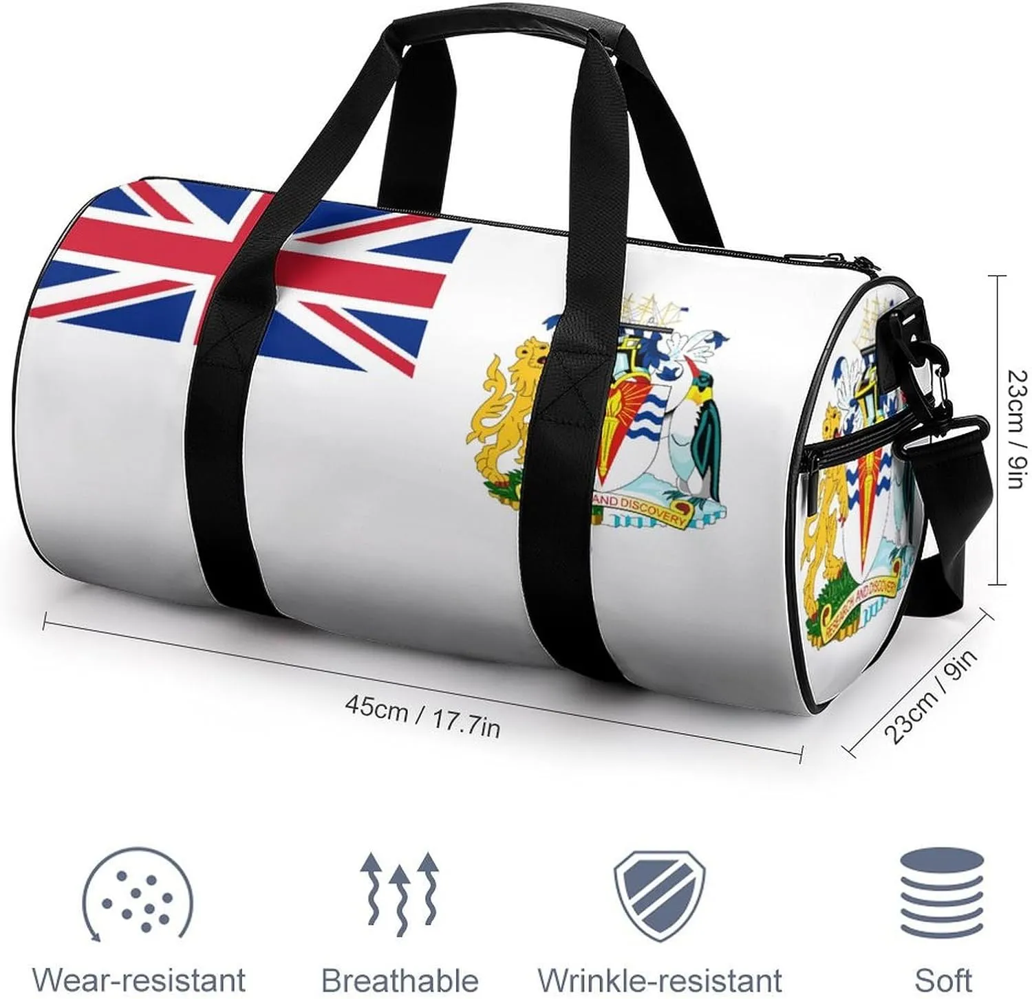 British Antarctic Territory Flag Large Gym Duffel Bag with Wet Pocket for Men Women Travel Workout