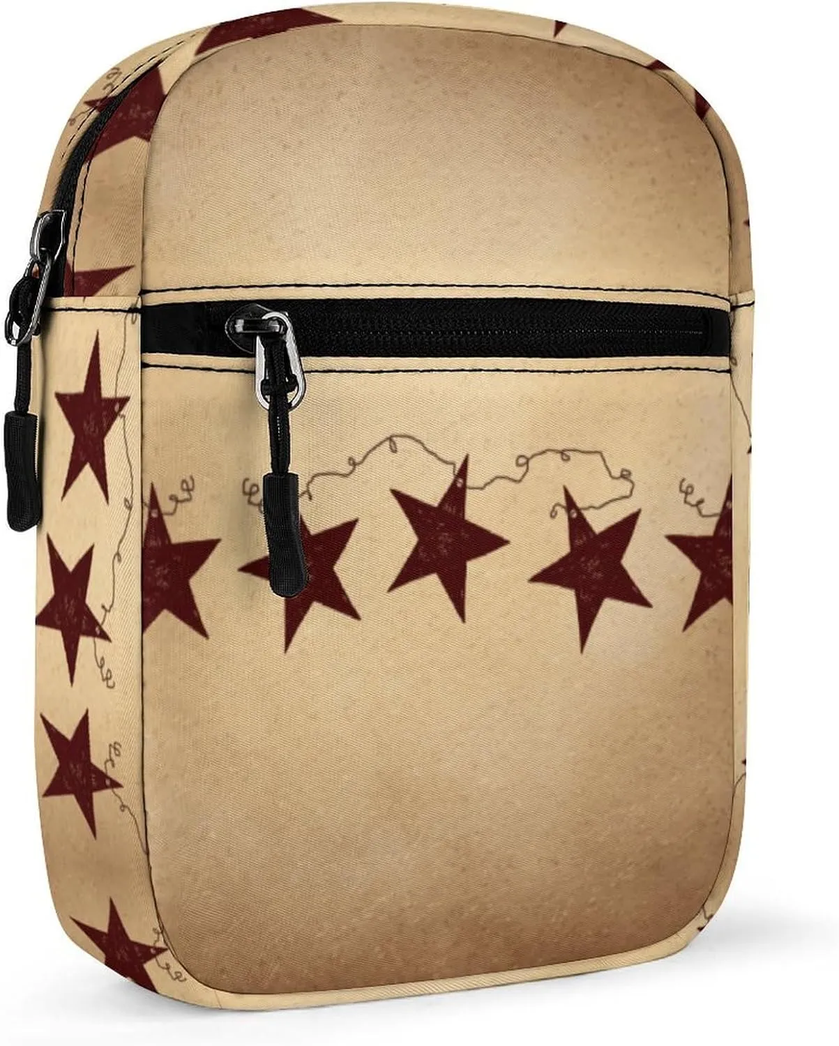 Brown Retro Star Primitive Countryside Detachable Shoulder Strap Small Shoulder Bag Unisex