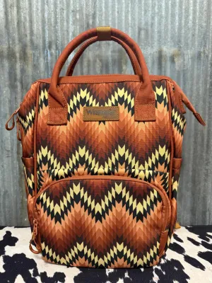 BROWN WRANGLER CHEVRON BACKPACK/DIAPER BAG