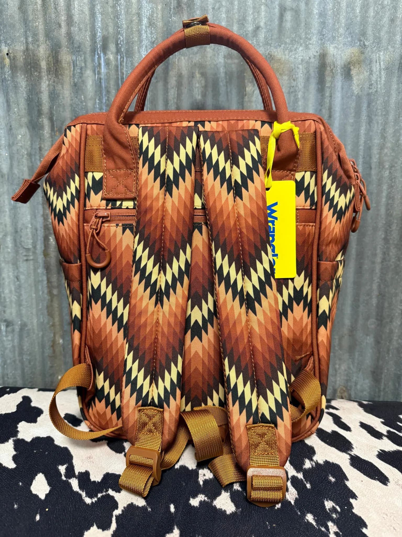 BROWN WRANGLER CHEVRON BACKPACK/DIAPER BAG