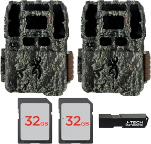 Browning Dark Ops DCL Nano Trail Game Camera Bundle Includes 32GB Memory Card and J-TECH Card Reader (26MP) 2 Pack | BTC6DCLN