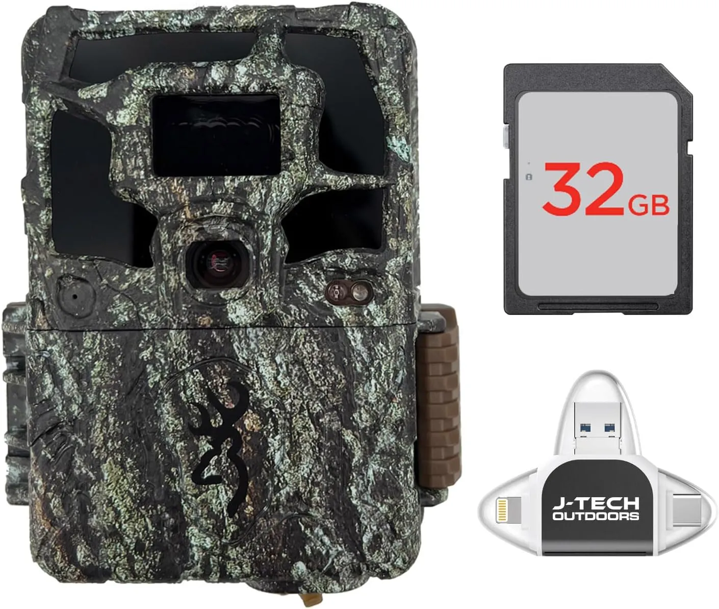 Browning Dark Ops Pro X 1080 Trail Game Camera Bundle Includes 32GB Memory Card and J-TECH USB Memory Card Reader Compatible with iPhone/iPad/Android/PC (24MP) | BTC6PX1080