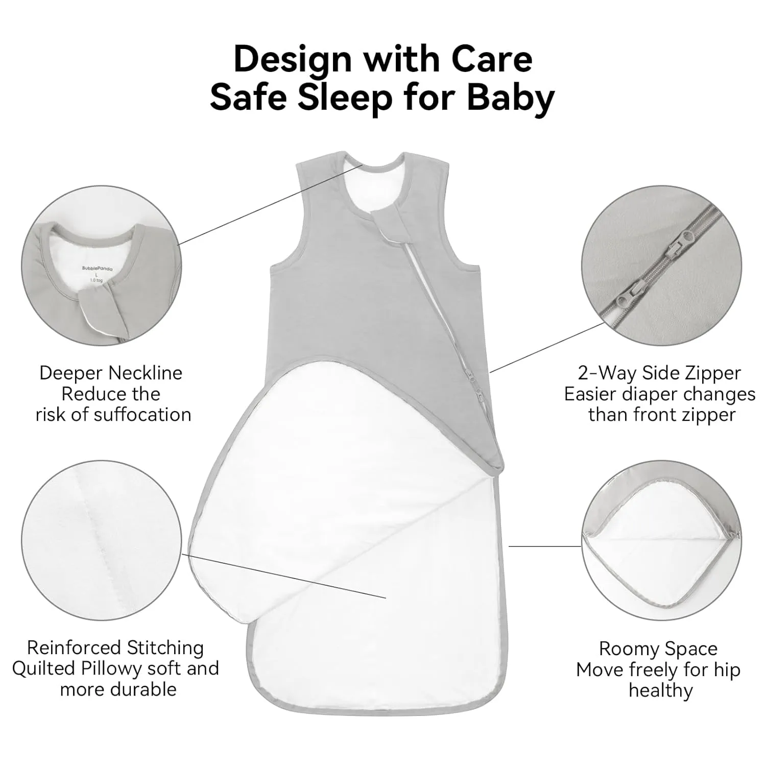 BubblePanda Rayon Made from Bamboo Sleep Sack 2t-3t 0.5 Tog Soft Lightweight Toddler Sleep Sack 24-36 Months for Babies 2-Way Zipper Wearable Blanket Baby 3t