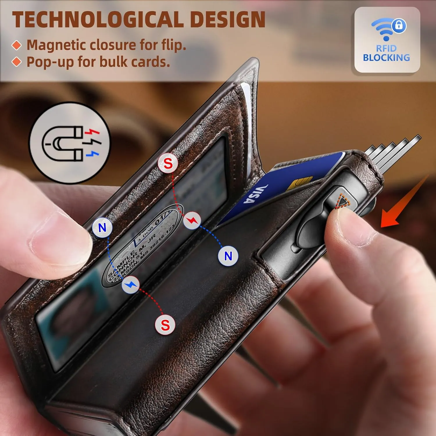 BULLIANT Money Clip Wallet,Mens Gift Slim Wallet Credit Card Holder Airtag&Standard Use 9Cards-Metal Case in Magnetic Flip Shell