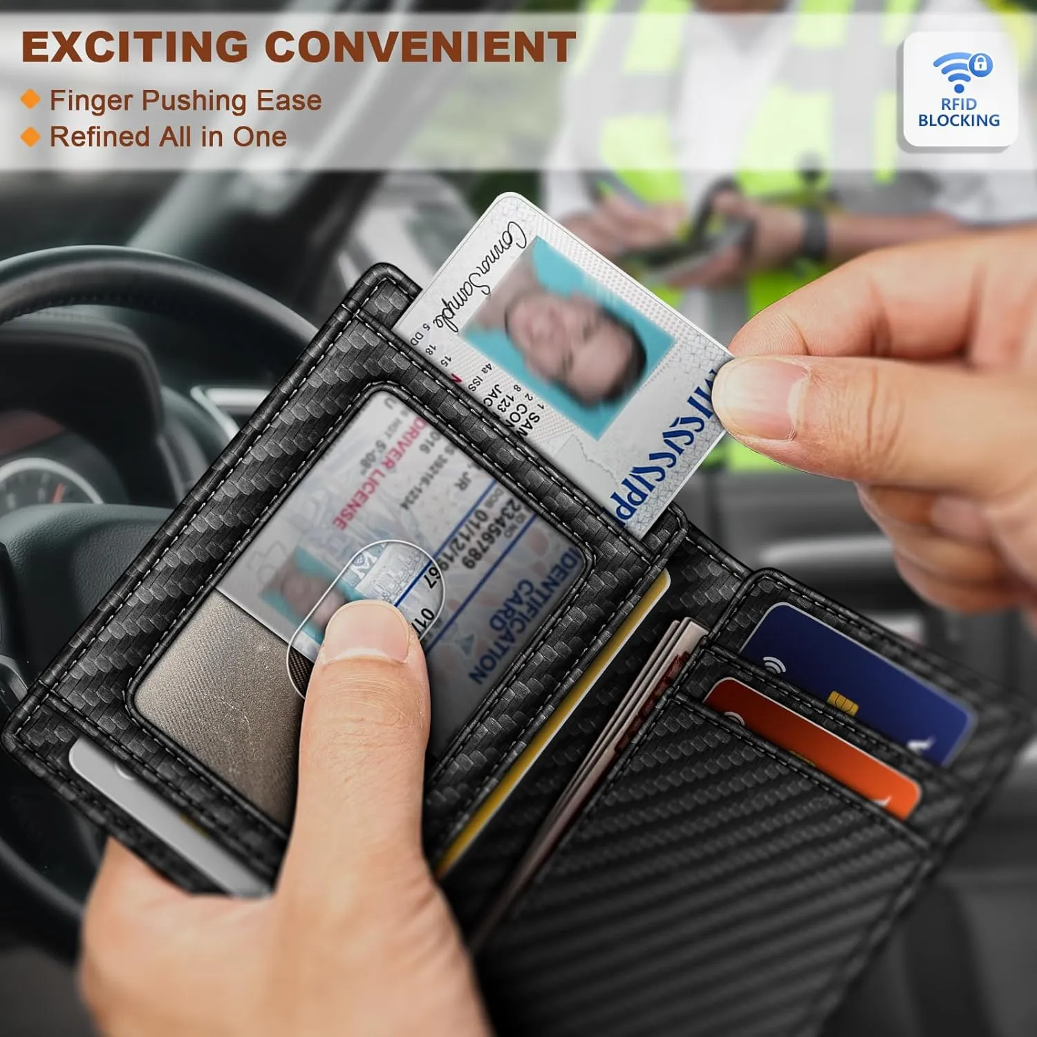 BULLIANT Slim Wallet For Men 12Cards,Easy Leather Wallet Card Holder Money Clip With Simplified Bill Folder&Magnetic Closure -RFID Blocking
