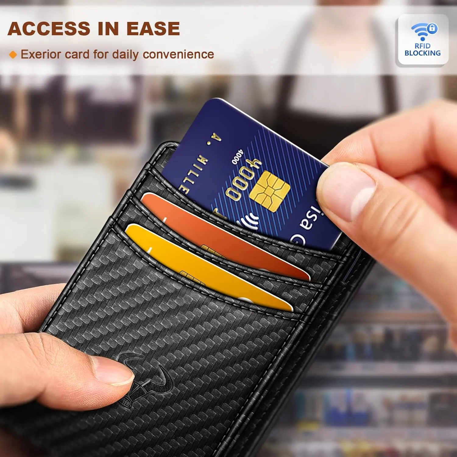 BULLIANT Slim Wallet For Men 12Cards,Easy Leather Wallet Card Holder Money Clip With Simplified Bill Folder&Magnetic Closure -RFID Blocking