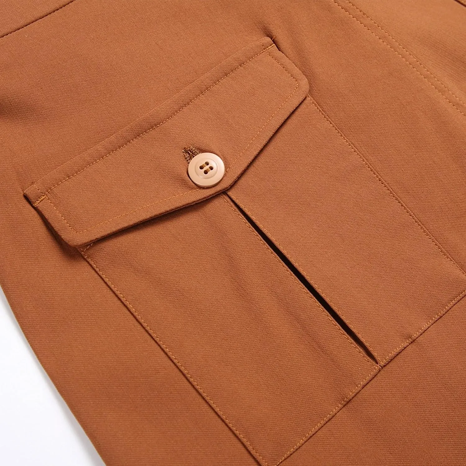 Business Casual Pants for Men Slim Fit Buttoned Multi-Pocket Straight Leg Hiking Pants Straight Work Cargo Pants