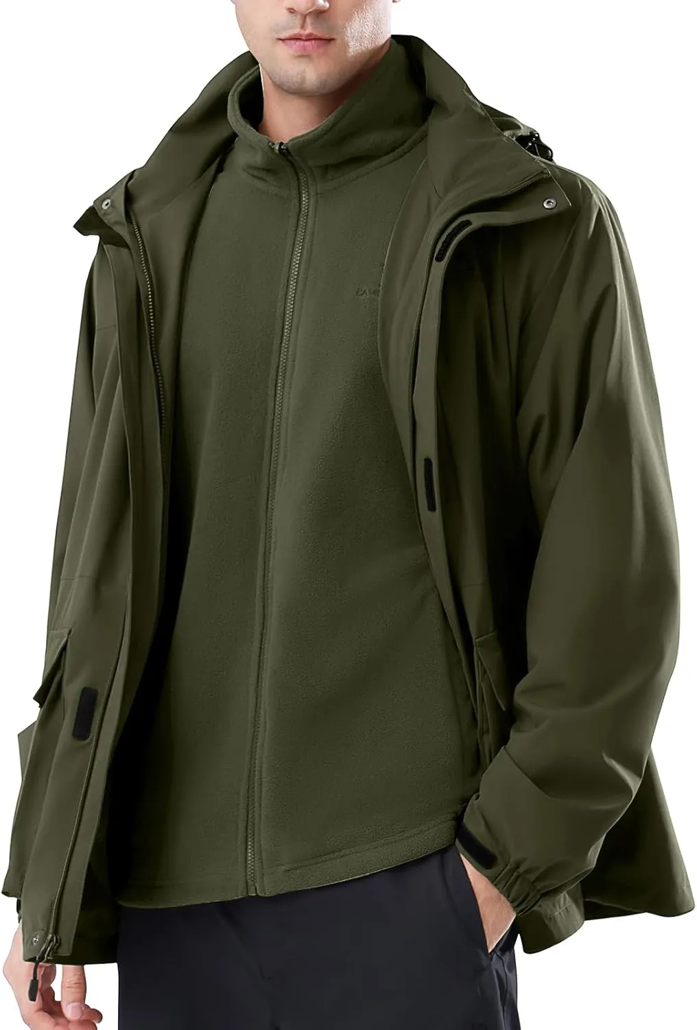 CAMEL CROWN Men's Ski Jacket 3 in 1 Waterproof Winter Jacket Snow Jacket Windproof Hooded with Inner Warm Fleece Coat
