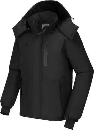 CAMEL CROWN Men's Ski Snow Jacket Waterproof Winter Snow Coat Windproof Warm Fleece Lining Hooded Parka Rain Jacket