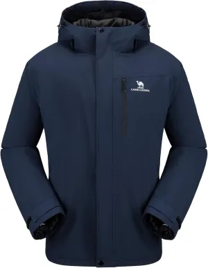 CAMEL CROWN Men's Winter Coat Waterproof Ski Jacket Hooded Windbreaker with Thermal Insulated for Snow Rain Hiking Outdoor