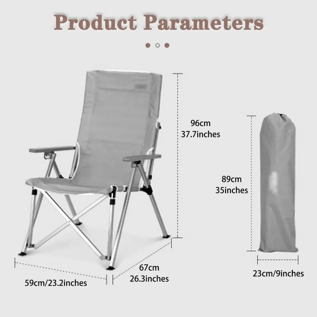 Camping Chair Camping Chair Recliner Lightweight Comfortable Beach Chair with High Back Design, Adjustable Angle Folding Fishing Chair, Lawn Chair with Back Pockets, Supports 300lbs