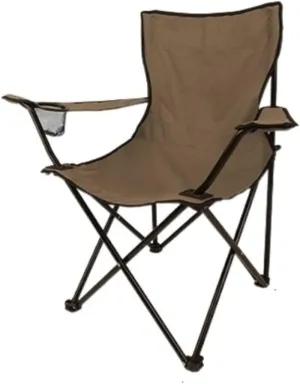 Camping Chair Folding Padded Deck Backchair Beach Fishing Portable Lounge Outdoor Armchair with Cup Holder