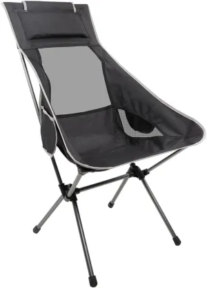 Camping Chair Outdoor High Back Portable Folding Seat with Mesh Backrest Fishing Stool Quilted Pillow