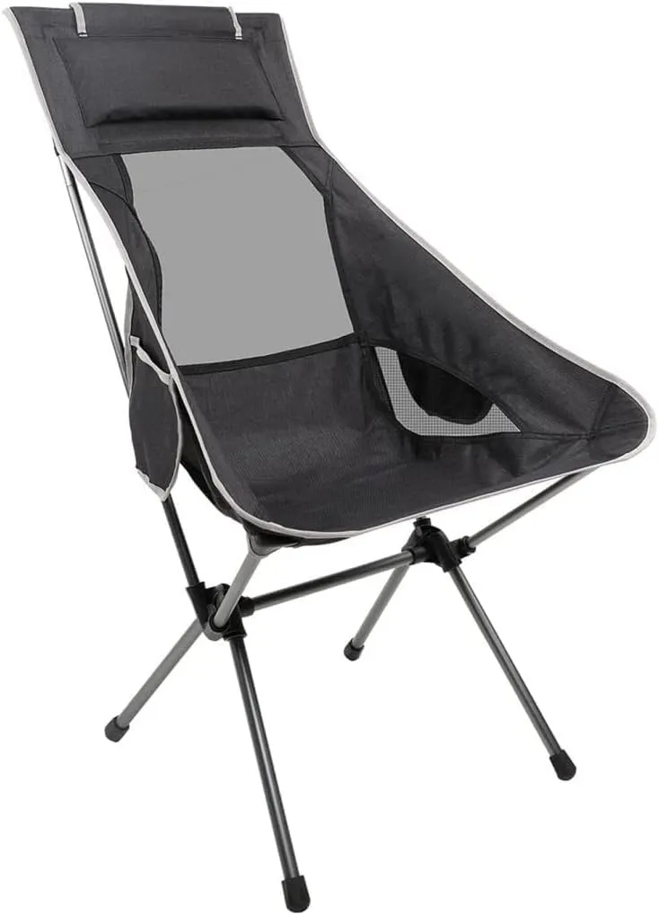 Camping Chair Outdoor High Back Portable Folding Seat with Mesh Backrest Fishing Stool Quilted Pillow