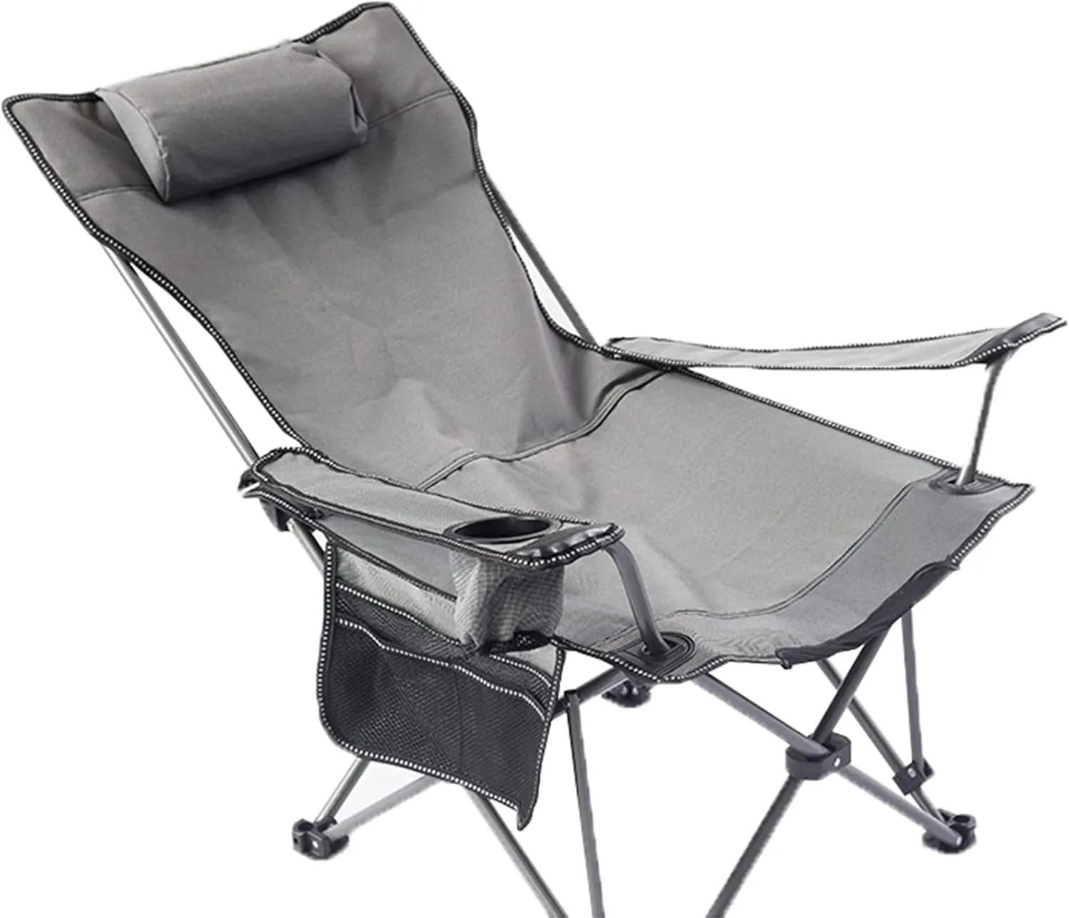 Camping Chairs with Foot Rest for Adults, Beach Chairs High Off Ground Reclining, Picnic Chairs Folding, with Cup Holders and Side Pocket,A