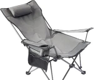 Camping Chairs with Foot Rest for Adults, Beach Chairs High Off Ground Reclining, Picnic Chairs Folding, with Cup Holders and Side Pocket,A