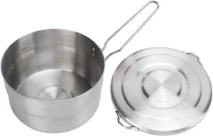 Camping Pot, 304 Stainless Steel Camping Cook Pot 1.5L Large Capacity with Lid and Folding Handle, for Outdoor Mountaineering Hiking