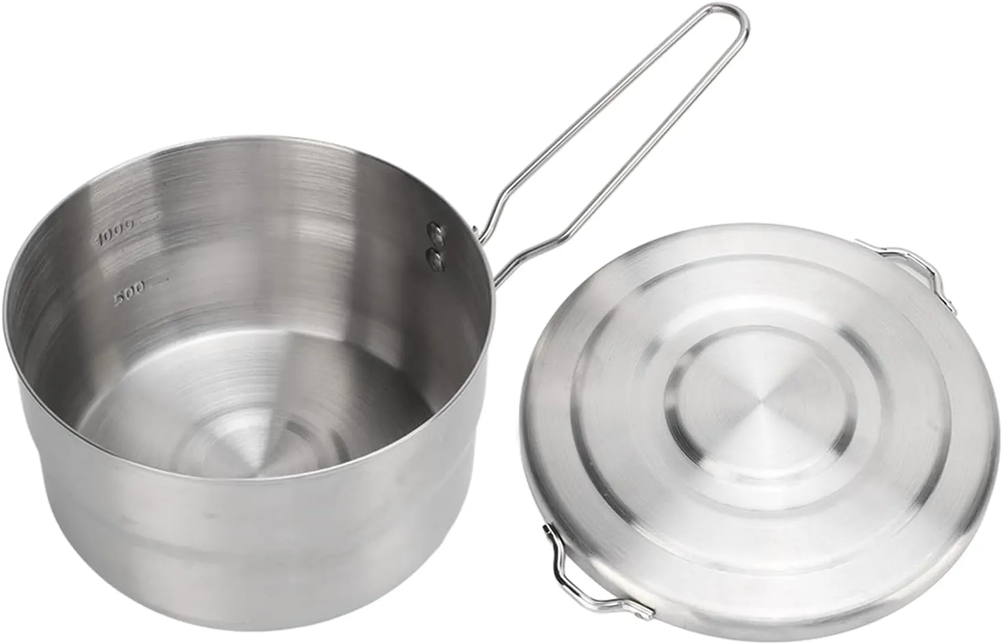 Camping Pot, 304 Stainless Steel Camping Cook Pot 1.5L Large Capacity with Lid and Folding Handle, for Outdoor Mountaineering Hiking