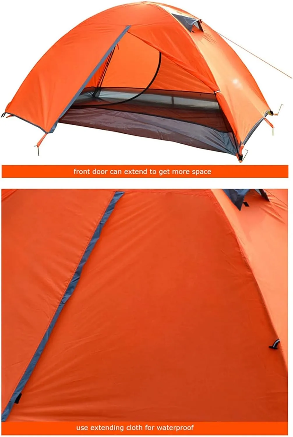 Camping Tents, Backpacking Tent 2 Person Aluminum Pole Lightweight Camping Tent Double Layer Portable Handbag for Hiking Travelling (Color : Green)