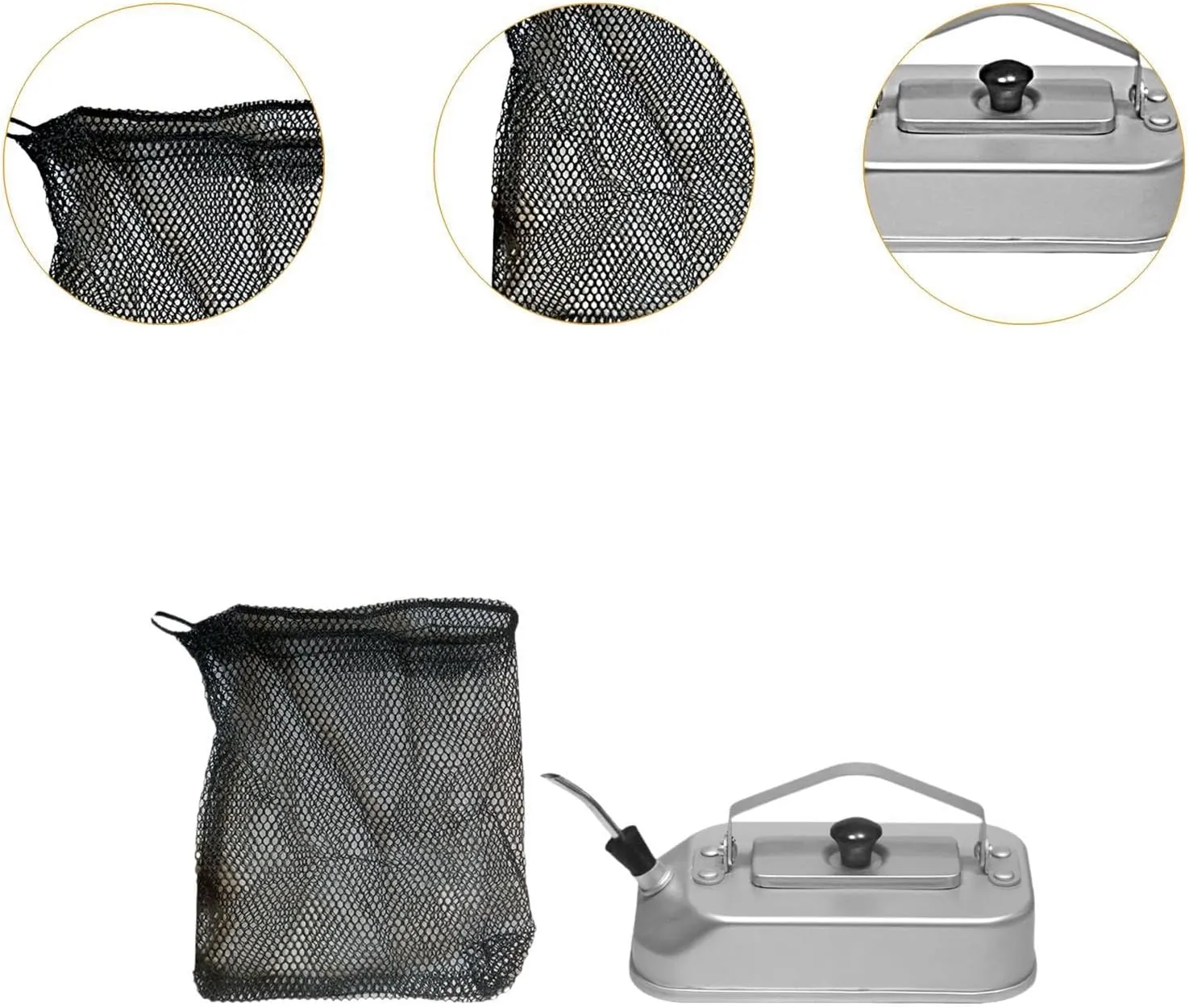 Camping Water Kettle,Coffee Pot,Water Boiler with Handle,Stovetop Teapot Tea Kettle for Travel Mountaineering Fishing Hiking, with bag and spout