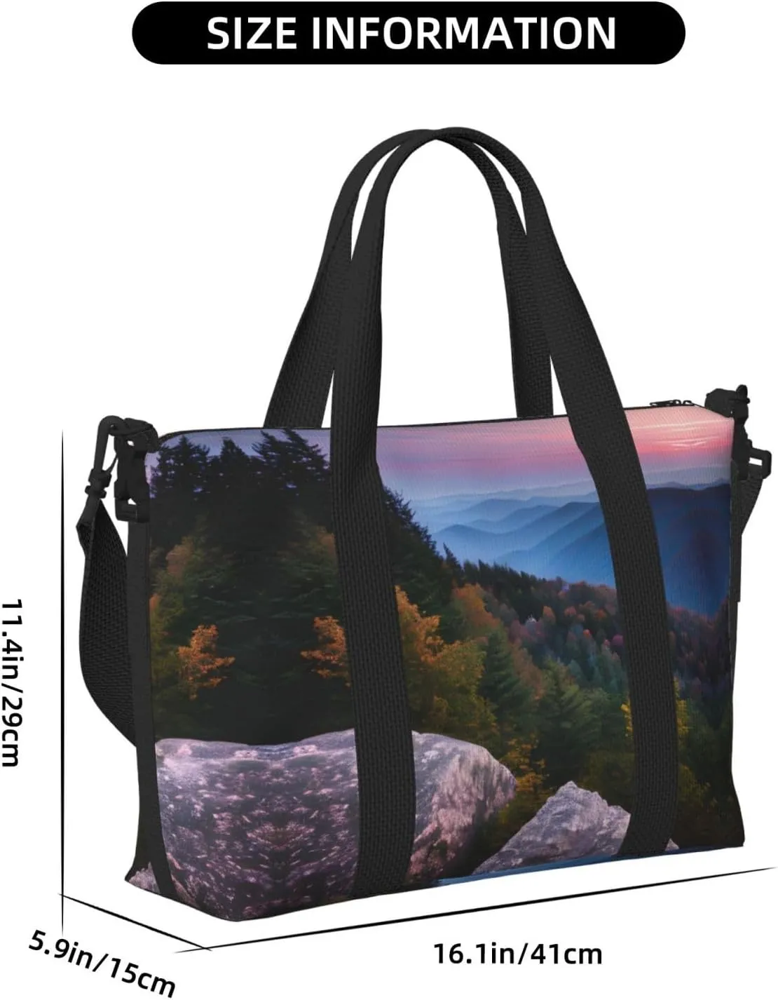 Canadian Smokey Mountain Cliff Travel Bags, Weekender Carry On For Women, Sports Gym Bag, Workout Duffel Bag,Overnight